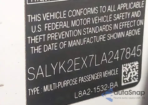 2020 Land Rover Range Rover Velar P250 R-Dynamic S from USA, damaged, VIN SALYK2EX7LA247845